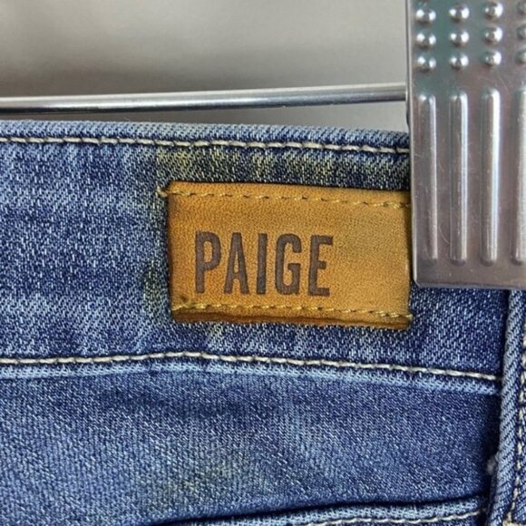Paige Lexi Hoxton Crop Destructed Folded Raw Hem Denim Jeans Size 24 Mid Rise - Picture 6 of 10